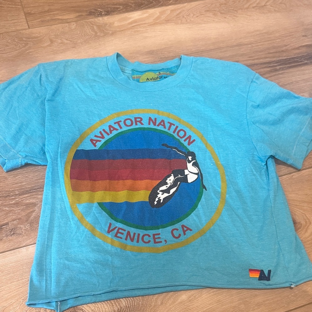 Aviator Nation women Turquoise Graphic Tee